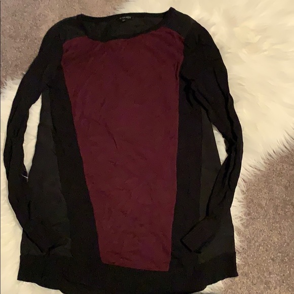 Dynamite Sweaters - Black & Burgundy Mixed Media Sweater